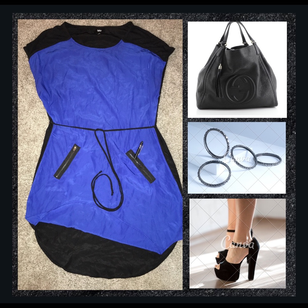 🔵Blue🔵 + ⚫️Black⚫️Shirt Dress